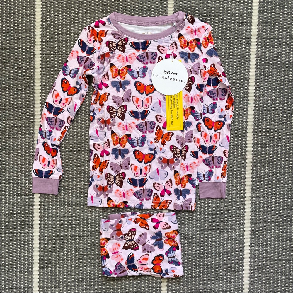 Little Sleepies Butterfly Kisses Bamboo Viscose Two Piece Pajama Set, 5/6